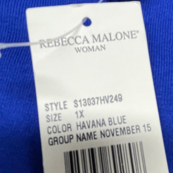 NWT Rebecca Malone Blue Embroidered 1X Women’s Top - Picture 12 of 14